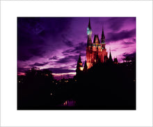Load image into Gallery viewer, "Walt Disney World, Cinderella Castle Purple Sky" from Disney Photo Archives