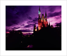 Load image into Gallery viewer, "Walt Disney World, Cinderella Castle Purple Sky" from Disney Photo Archives