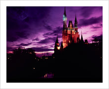 Load image into Gallery viewer, "Walt Disney World, Cinderella Castle Purple Sky" from Disney Photo Archives