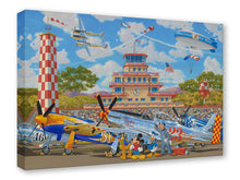 Load image into Gallery viewer, Mickey Mouse, Donald Duck, Goofy, Pluto, Chip and Dale stand before racing planes at the National Air Show.
