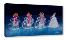 Load image into Gallery viewer, Cinderella's ragged dress transforms in four sparkling stages into a white ball gown against a deep blue night.