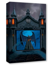 Load image into Gallery viewer, Chernabog spreads his wings atop Bald Mountain on a movie screen in a gothic theater as ghostly wisps drift past.