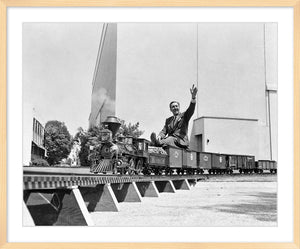 "Walt on Miniature Train" from Disney Photo Archives