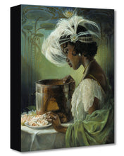 Load image into Gallery viewer, Painting of the Disney character Princess Tiana, from Disney&#39;s The Princess and the Frog, dressed in a green and white gown, preparing a plate of gumbo.