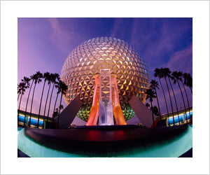 "Spaceship Earth at Dusk" from Disney Photo Archives