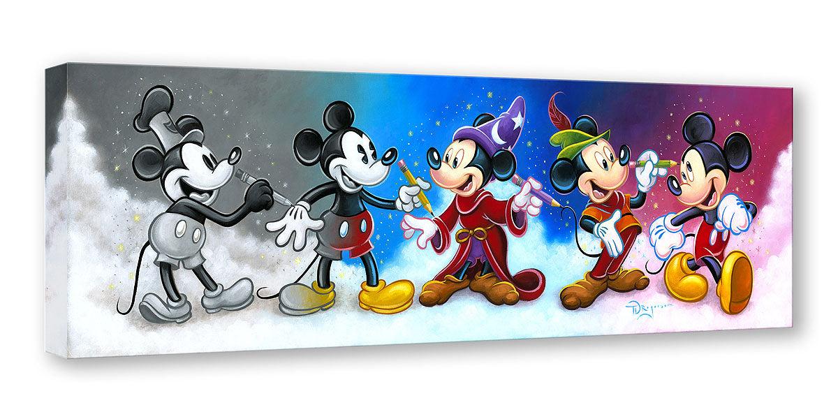 Mickey Mouse and Friends ''Making Movie Magic'' Canvas Artwork by Tim  Rogerson – 10'' x 20'' – Limited Edition